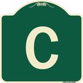 Signmission Designer Series Sign W/ Letter C, Green & Tan Heavy-Gauge Aluminum Sign, 18" x 18", G-1818-22960 A-DES-G-1818-22960